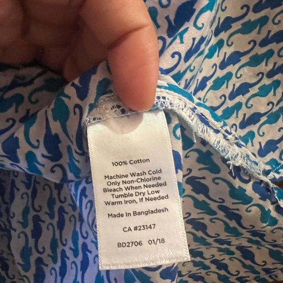 Talbots Blue Seahorse Pintuck Pop Over Tunic Blouse Size M - Picture 9 of 11